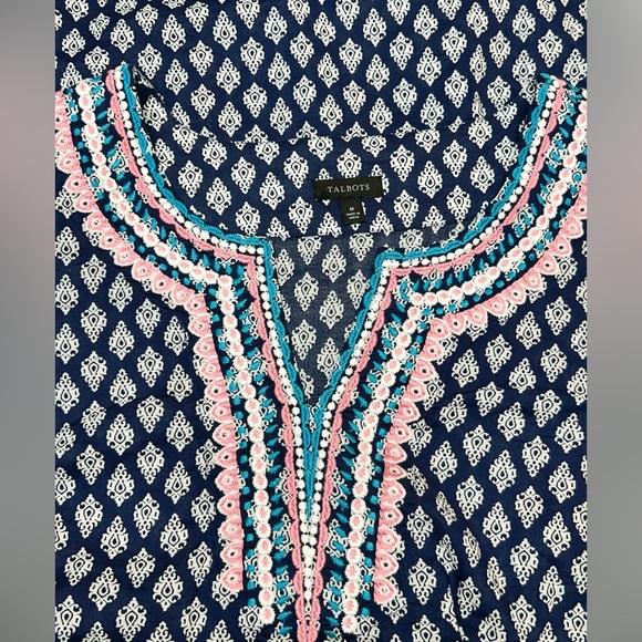 Talbots Embroidered Tunic Medallion Foulard Size M - Picture 6 of 9